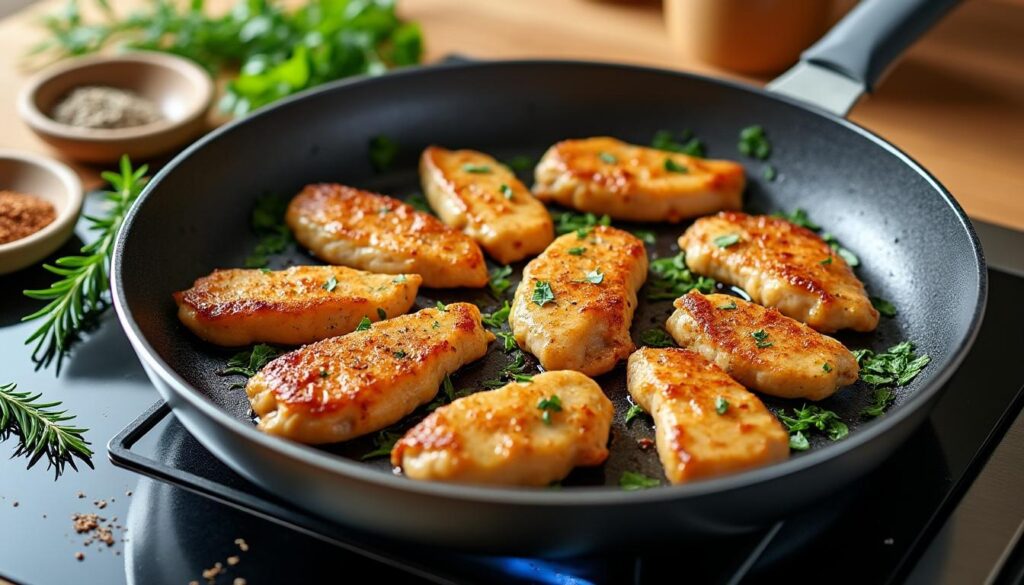 découvrez nos astuces pour réussir la cuisson des aiguillettes de poulet à la poêle, pour un plat savoureux et prêt en un rien de temps.