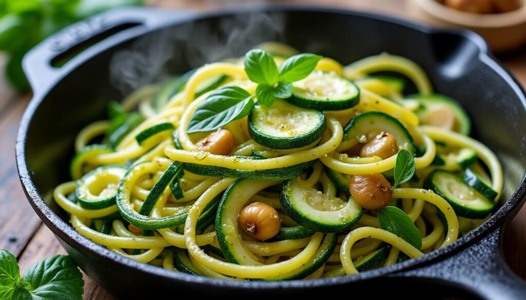 découvrez la recette rapide des tagliatelles de courgettes à la poêle, un plat léger et savoureux idéal pour un repas sain et gourmand.